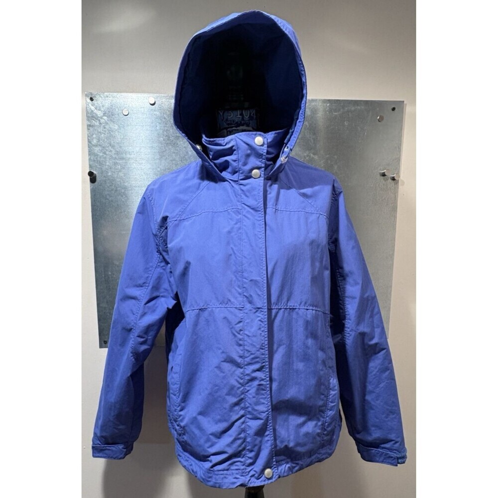 LL Bean 3 in 1 Jacket Women's Blue Windbreaker Hid-a-Hood Rain Jacket L-REG - Picture 8 of 16